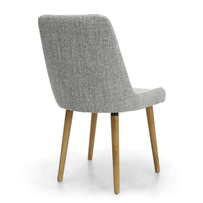 Pair of Essentials Dining Chairs Wood & Fabric Light Grey Flax Effect