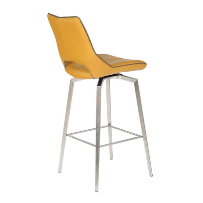 Contemporary Bar Stool Metal Tripod Legs - Faux Leather Yellow