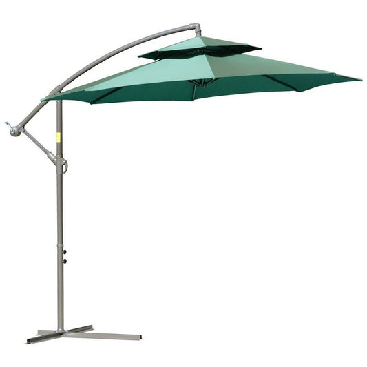 Outsunny 2.7M Garden Banana Parasol Cantilever Umbrella With Crank Handle