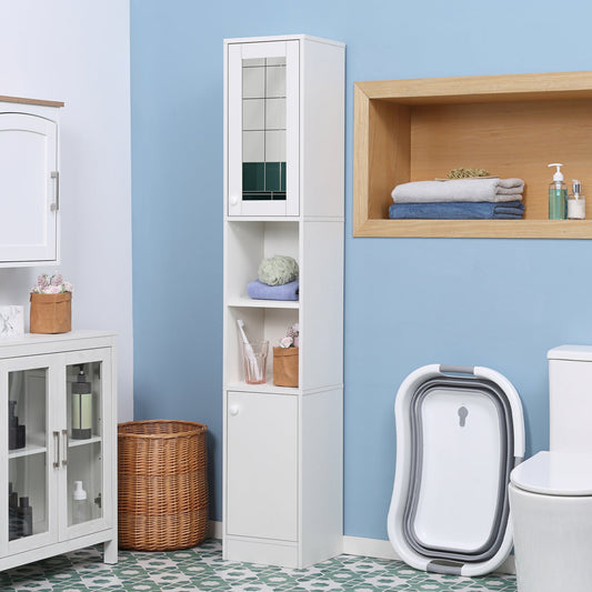 kleankin Tall Bathroom Storage Cabinet with Mirror