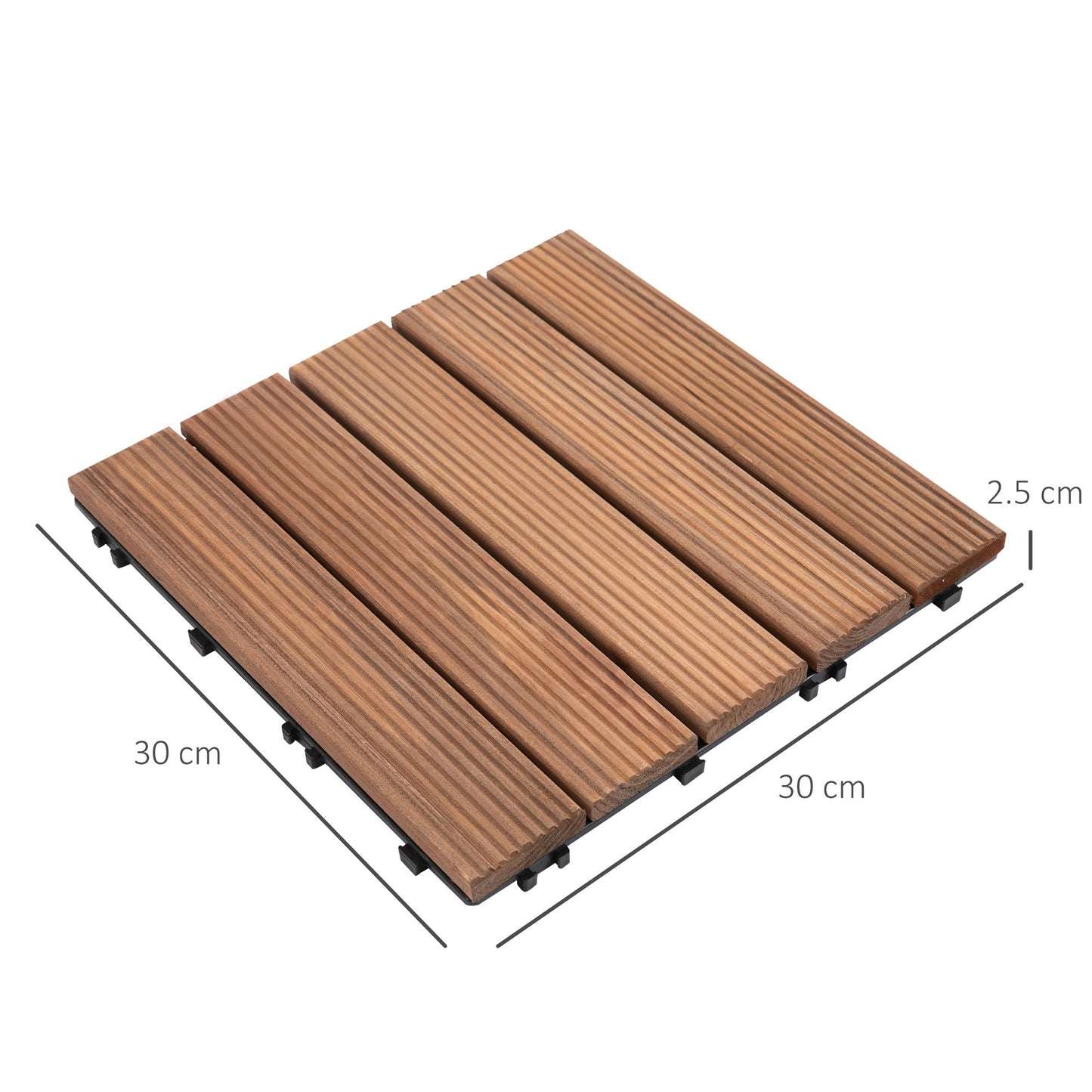 27-Piece Solid Wood Interlocking Decking Tiles For Patio