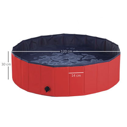 Pawhut Foldable Dog Paddling Pool Pet Cat Swimming Pool Indoor/Outdoor Collapsible Summer Bathing Tub Shower Tub Puppy Washer (?120  30H cm