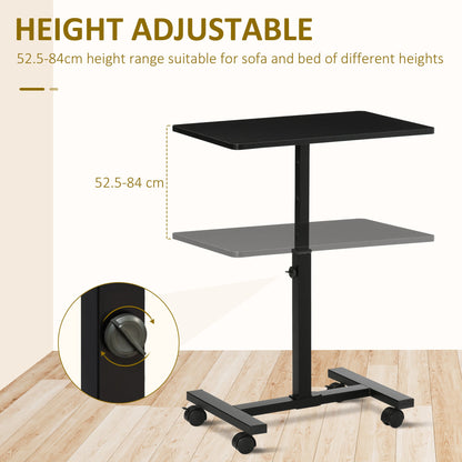 52-84cm Adjustable Mobile Over-Surface Table - Black