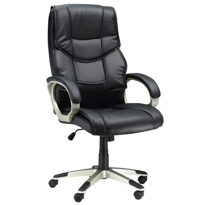 Homcom Home Office Chair High Back Computer Desk Chair With Faux Leather Adjustable Height Rocking Function Black