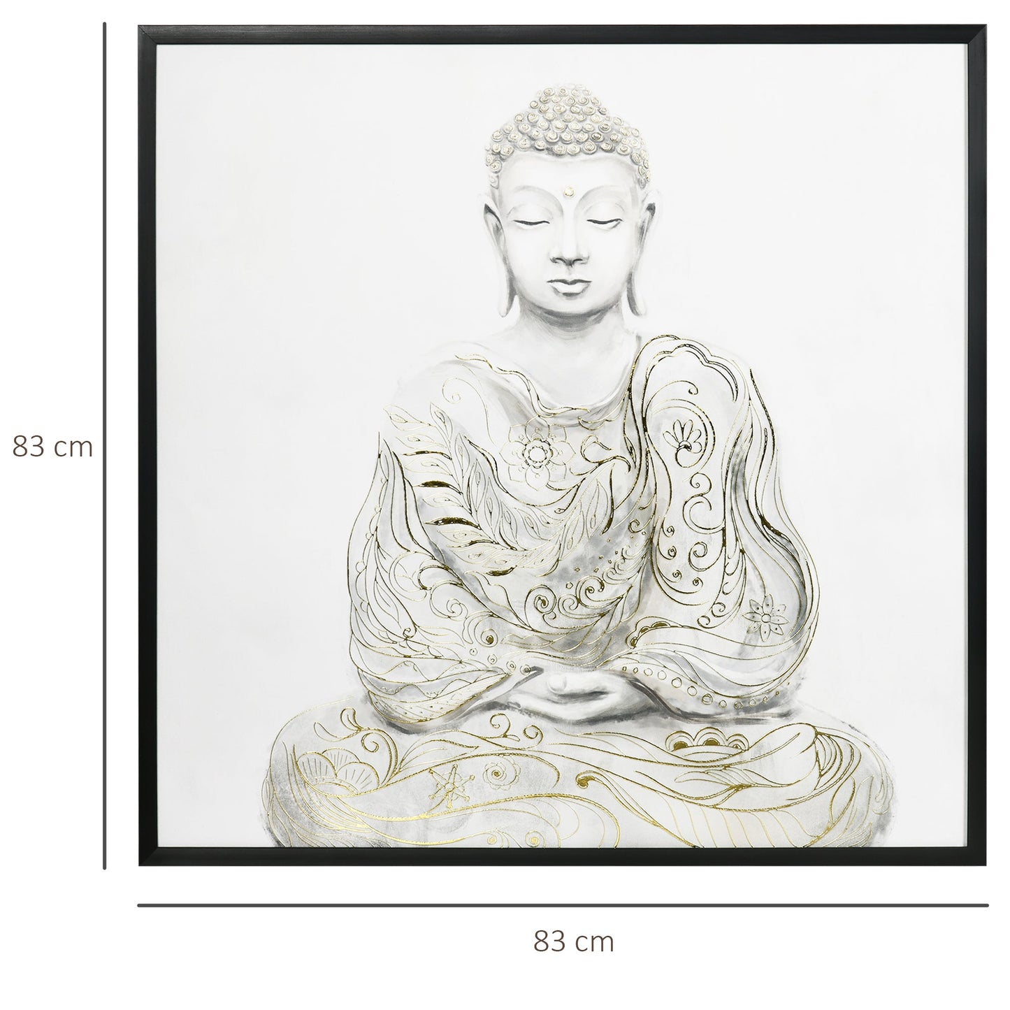 Canvas Wall Art Gold Textured Buddha Sit in Meditation