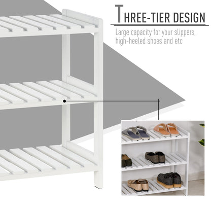 Medium-density fibreboard 3-Tier Slatted Shoe Rack White