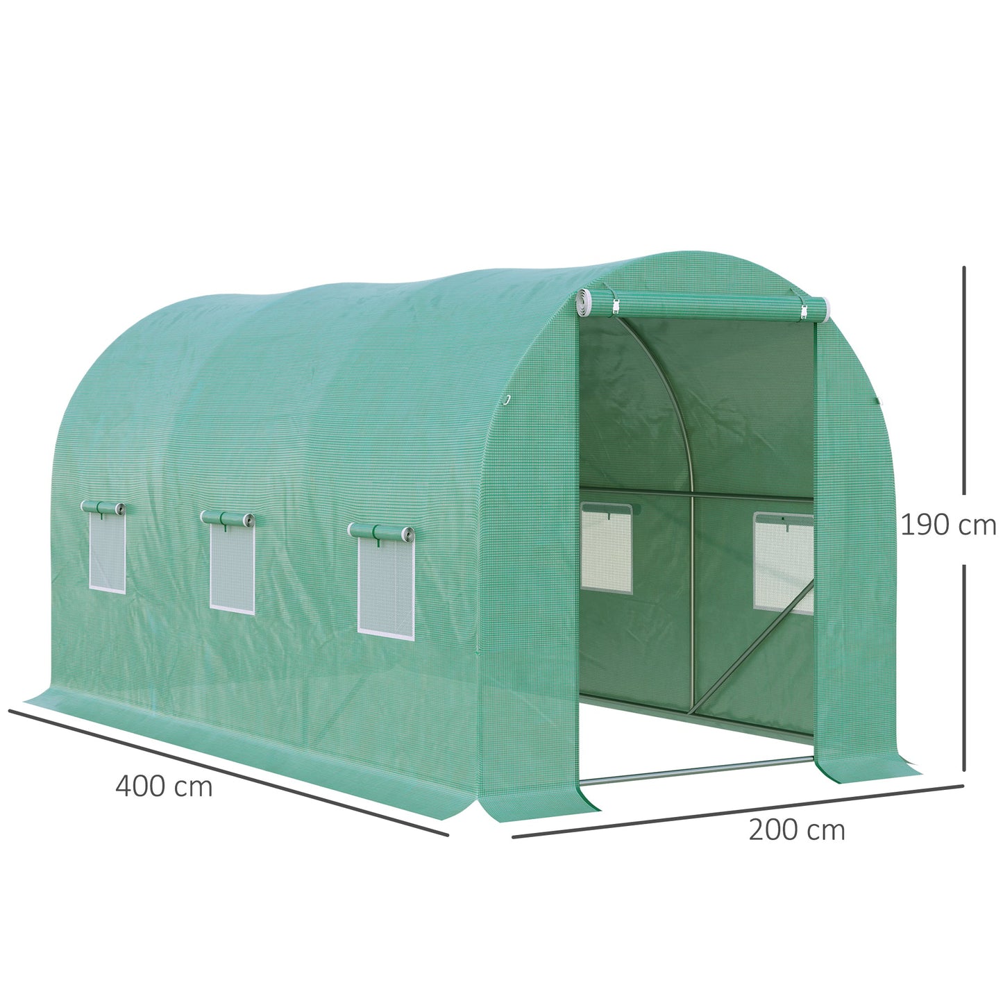 4L x 2W x 2H M Greenhouse Walk-in Polytunnel Outdoor Garden Flower Vegetable Planter 25mm Diameter Galvanised Steel Frame w/ Zipped Door