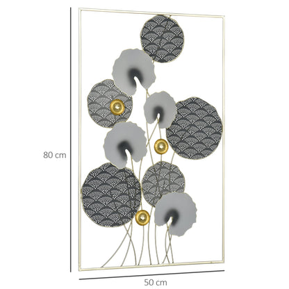 3D Metal Wall Art Modern Lotus Leaves Hanging Wall Sculpture Home Decor for Living Room Bedroom Dining Room