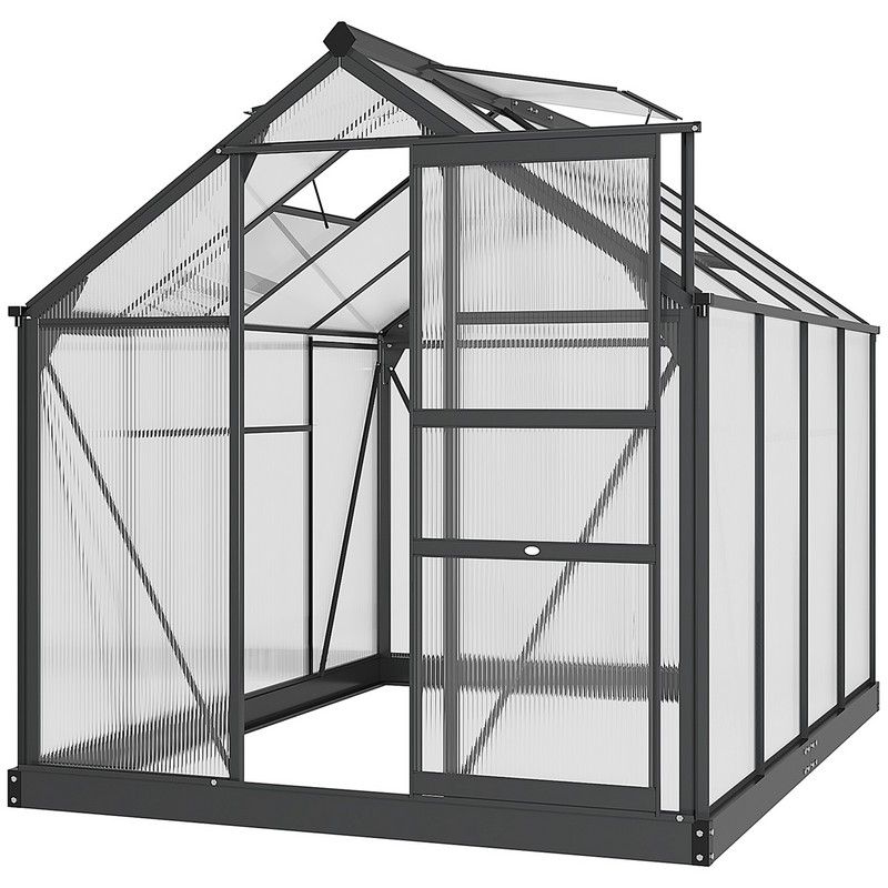 Clear Polycarbonate Greenhouse Large Walk-In Green House Garden Plants Grow Galvanized Base Aluminium Frame With Slide Door