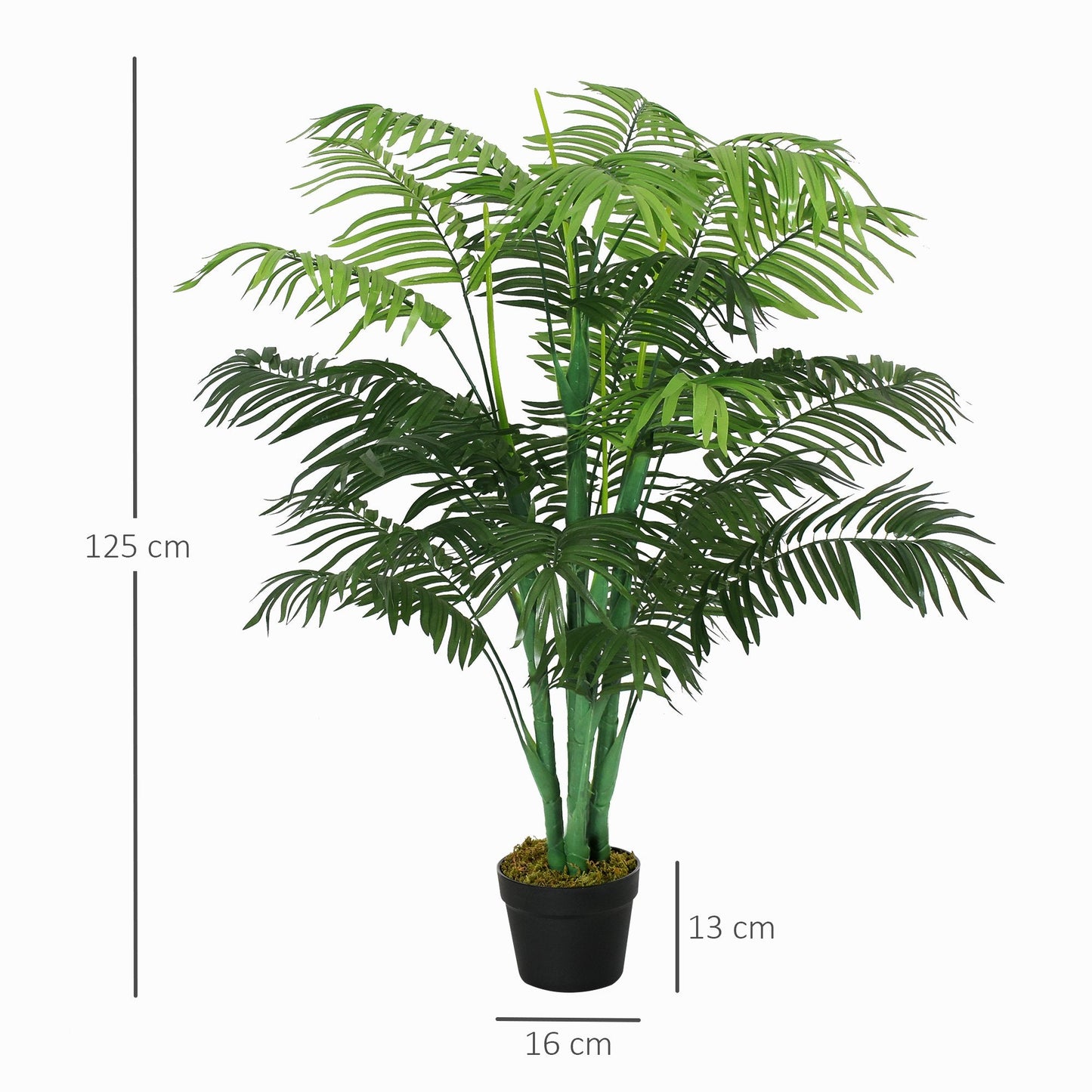 125cm/4FT Artificial Palm Plant Decorative Tree with 18 Leaves Nursery Pot Fake Plastic Indoor Outdoor Home Office Décor