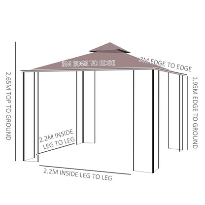 3 x 3M Patio Gazebo Canopy Garden Pavilion Tent Shelter with 2 Tier Roof and Mosquito Netting