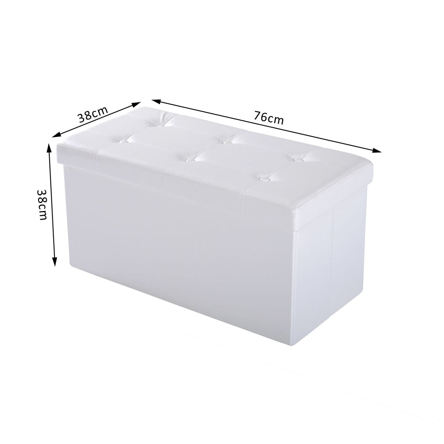 Folding Faux Leather Storage Cube Ottoman Bench Seat PU Rectangular Footrest Stool Box Cream White