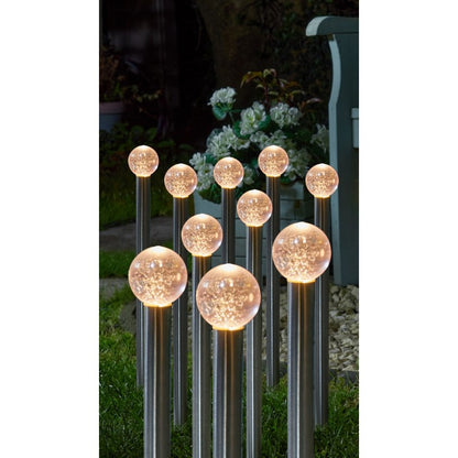 10 Pack Solar Garden Stake Light 10 Warm White LED - 44cm GlowBall by Smart Solar