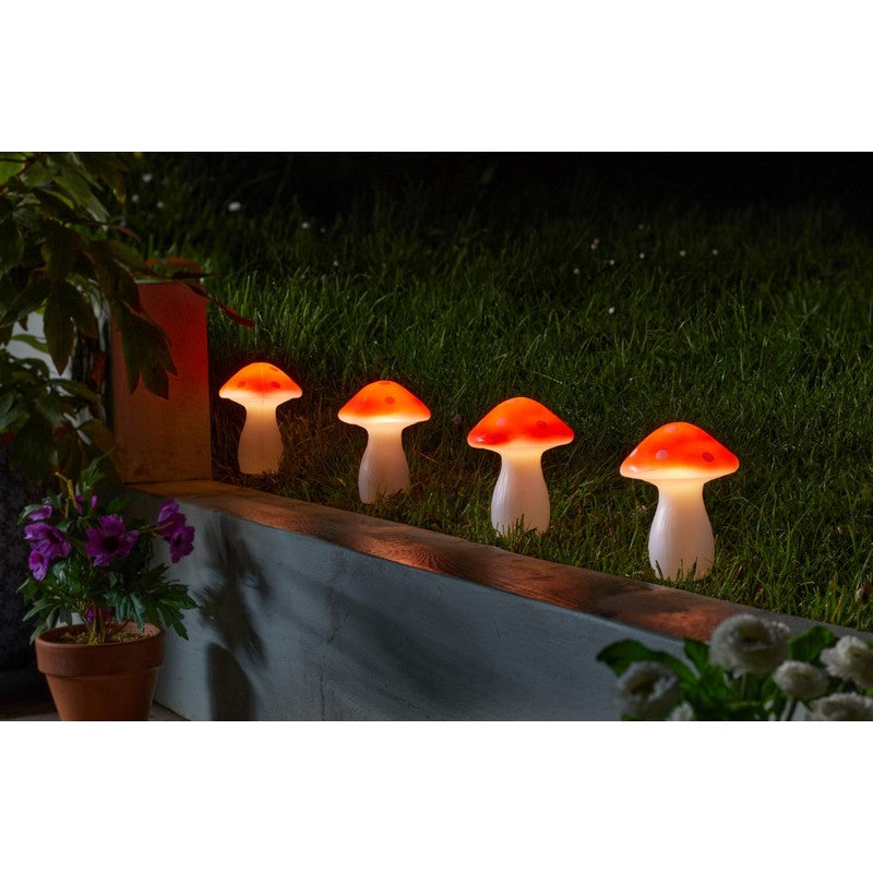 4 Pack Mushroom Solar Garden Stake Light 4 Multicolour LED - 4.4m by Smart Solar