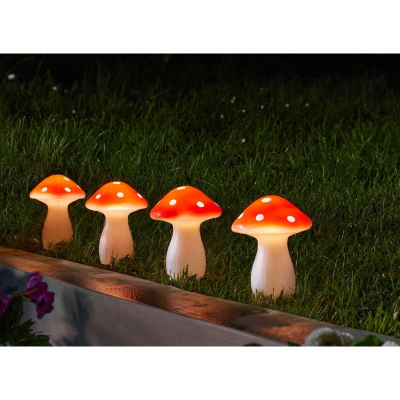 4 Pack Mushroom Solar Garden Stake Light 4 Multicolour LED - 4.4m by Smart Solar