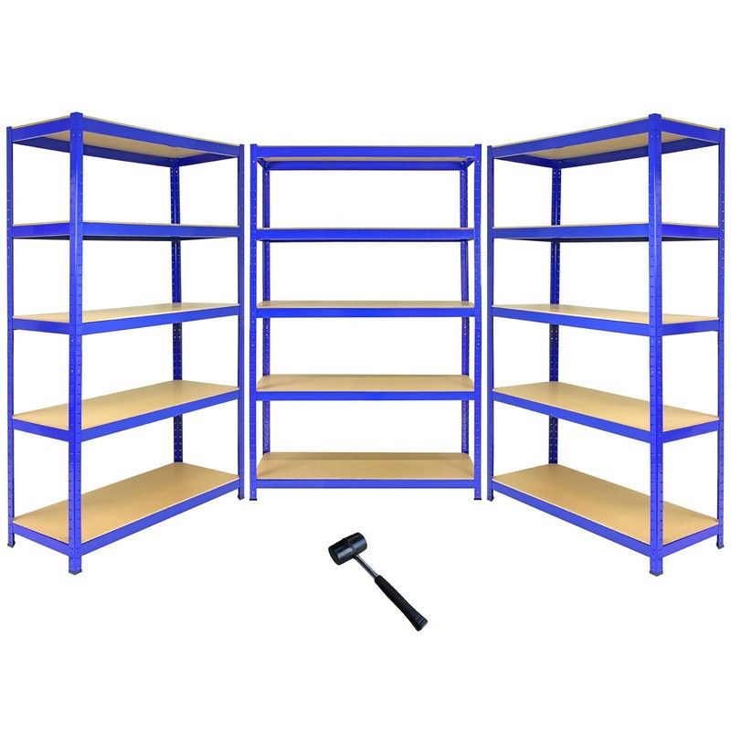 Steel Shelving Units 180cm - Blue Heavy Duty Set Of Three T-Rax 120cm by Raven