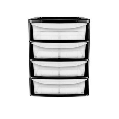 Plastic Storage Unit 4 Drawers 38 Litres - Clear & Black by Premier