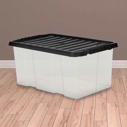 Plastic Storage Box 7 Litres - Clear & Black by TML