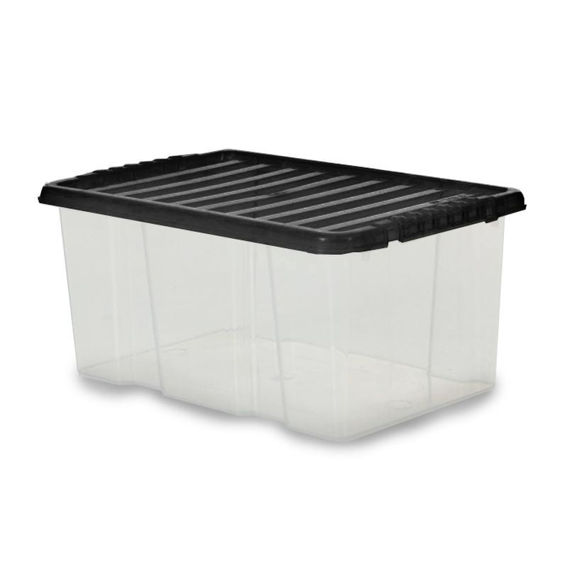 Plastic Storage Box 7 Litres - Clear & Black by TML