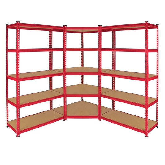 Steel & MDF Shelving Units 180cm - Red Set Of Three Extra Strong Z-Rax 90cm Corner by Raven