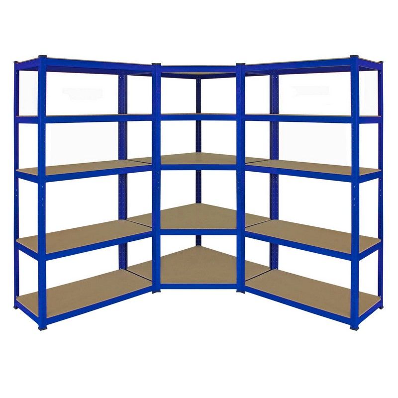 Steel & MDF Shelving Units 180cm - Blue Set Of Three T-Rax 90cm Corner by Raven