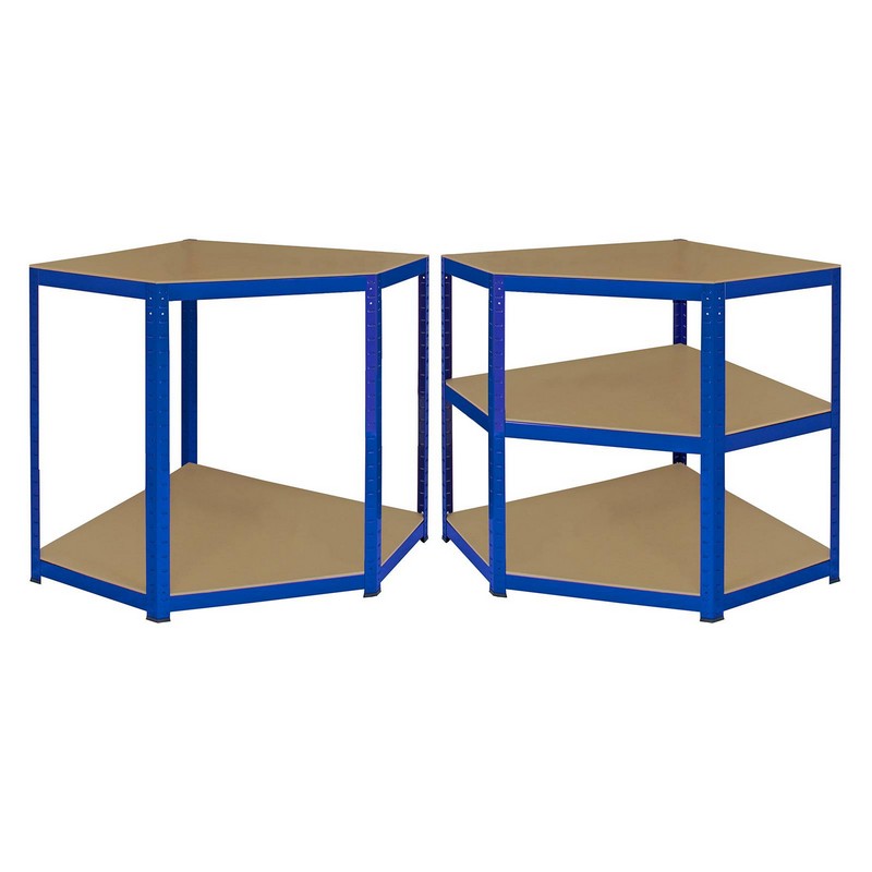 Steel & MDF Shelving Units 180cm - Blue Set Of Three T-Rax 90cm Corner by Raven