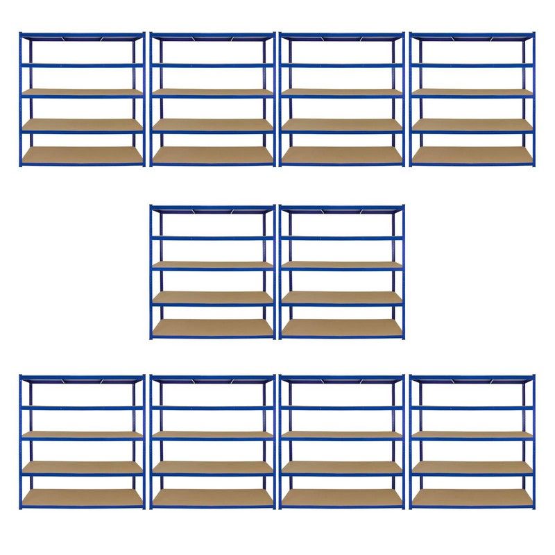 Steel Shelving Units 180cm - Blue Heavy Duty Set Of Ten Extra Wide T-Rax 160cm by Raven