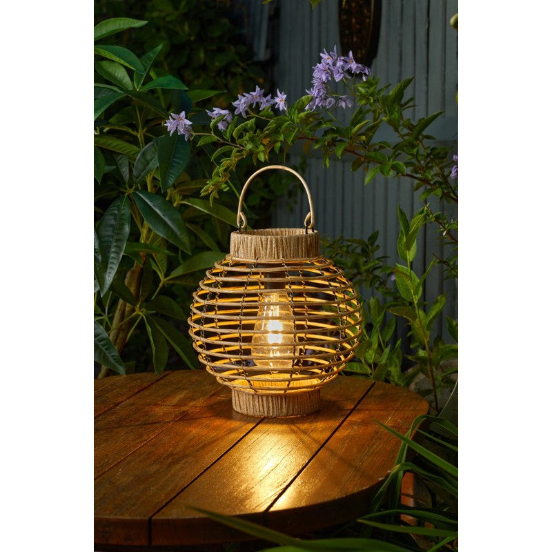 Rattan Solar Garden Lantern 3 Warm White LED - 23.5cm by Smart Solar