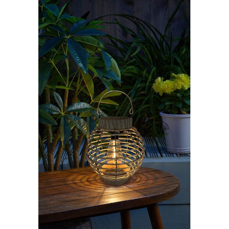 Rattan Solar Garden Lantern 3 Warm White LED - 23.5cm by Smart Solar