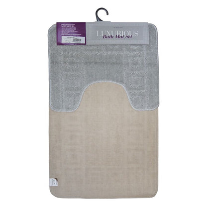 2 Piece Luxurious Bath Mat Set Light Grey