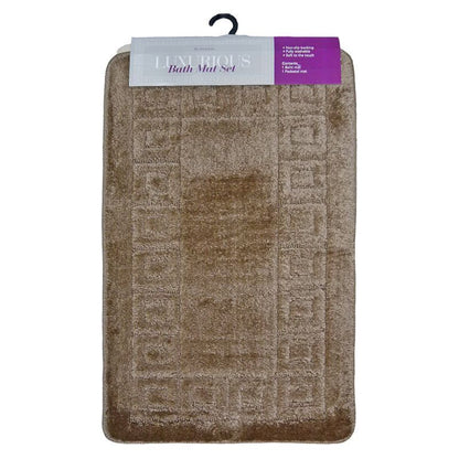 2 Piece Luxurious Bath Mat Set Brown