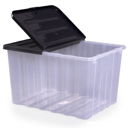 Plastic Storage Box 110 Litres Extra Large - Clear & Black Supa Nova by Strata