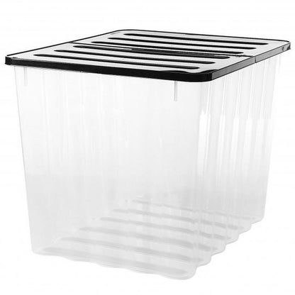 4 x Plastic Storage Boxes 110 Litres Extra Large - Clear & Black Supa Nova by Strata