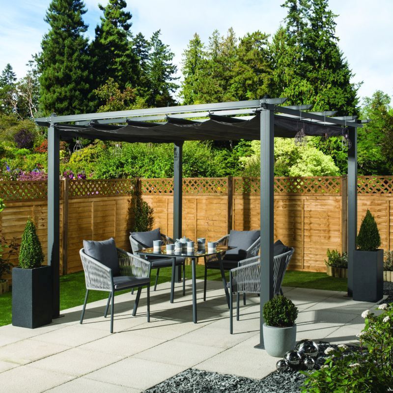 Garden Gazebo 3M x 3M Charcoal Canopy FREE Gazebo Cover Cream By Cro Quality Discounts