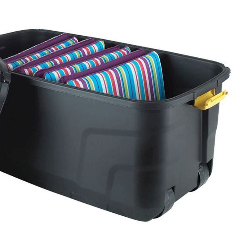 16 x Plastic Storage Box 145 Litres Extra Large - Black Heavy Duty by Strata