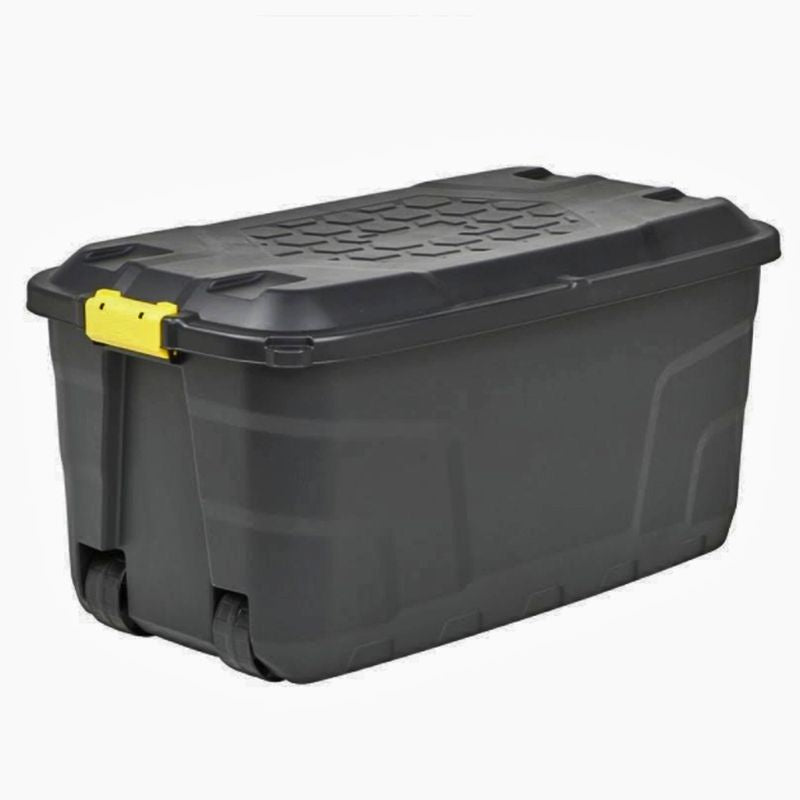 12 x Plastic Storage Box 145 Litres Extra Large - Black Heavy Duty by Strata