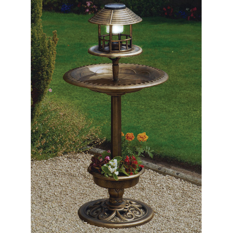 Solar Garden Light Bird Bath Decoration White Led - 103cm By Nature Wa 