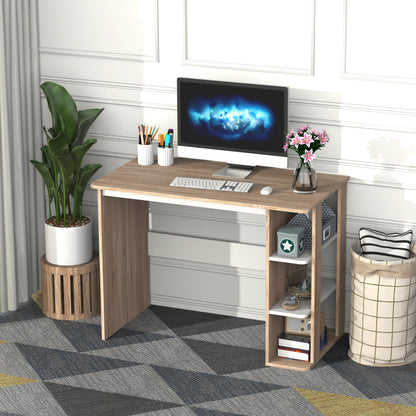 Office Desk w/ 3-Tier Display Shelf Storage - Wood effect