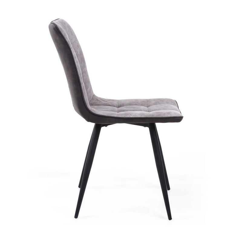 Pair of Contemporary Panel Back Dining Chairs Grey - Dark Grey Rear