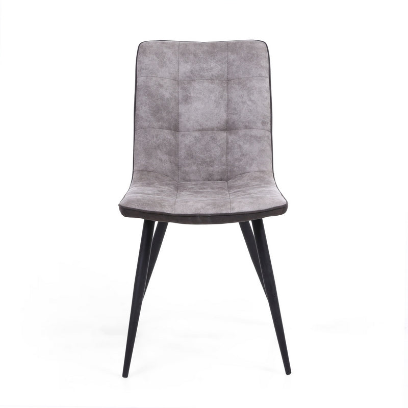 Pair of Contemporary Panel Back Dining Chairs Grey - Dark Grey Rear