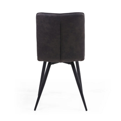 Pair of Contemporary Panel Back Dining Chairs Grey - Dark Grey Rear