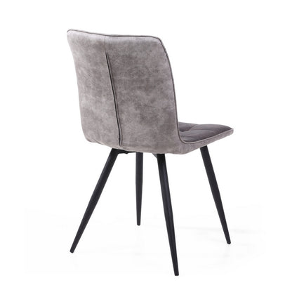 Pair of Contemporary Panel Back Dining Chairs Dark Grey - Grey Rear