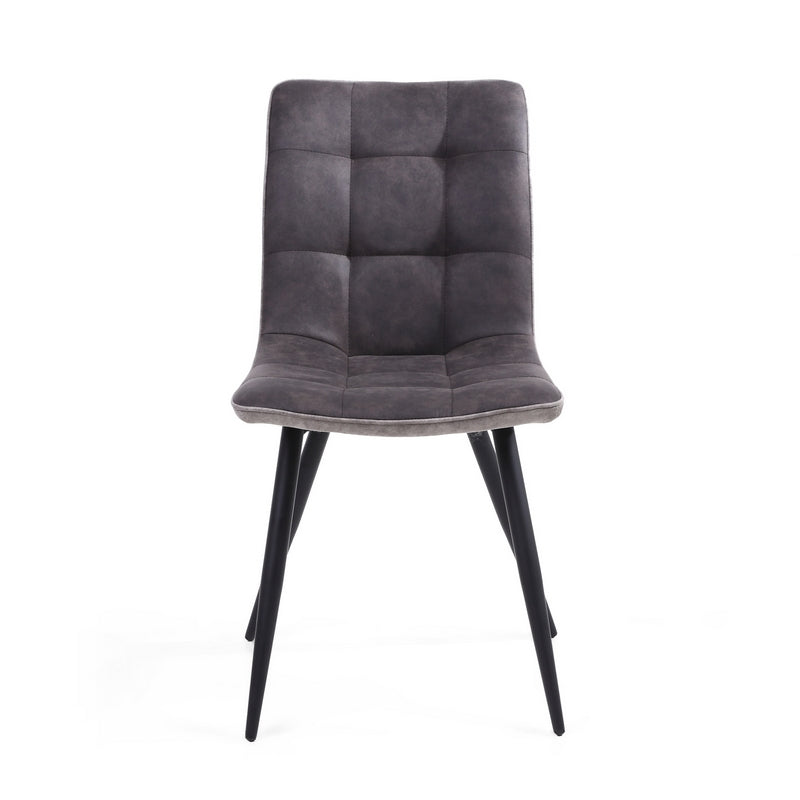 Pair of Contemporary Panel Back Dining Chairs Dark Grey - Grey Rear