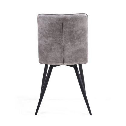 Pair of Contemporary Panel Back Dining Chairs Dark Grey - Grey Rear