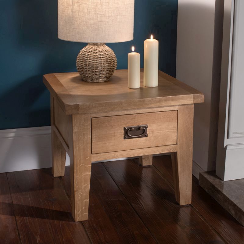 Cotswold Oak Side Table Natural 1 Drawer