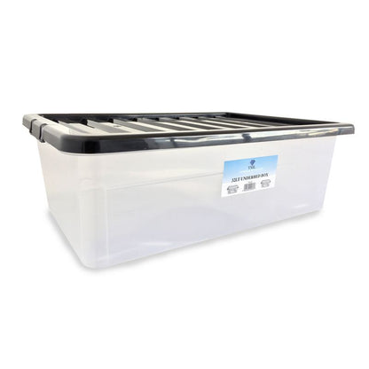 Plastic Storage Box 32 Litres - Clear & Black by TML