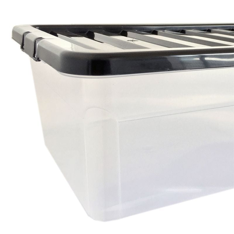 Plastic Storage Box 32 Litres - Clear & Black by TML