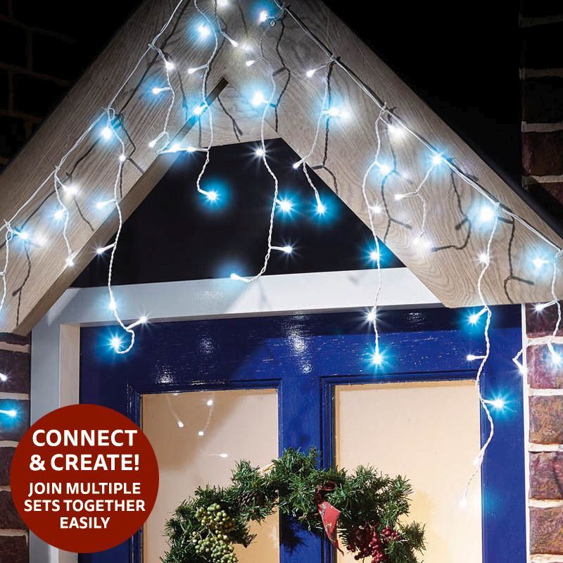 Fairy Icicle Christmas Lights Animated Blue & White Outdoor 300 LED by Astralis