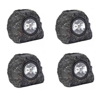 4 Pack Rock Solar Garden Light Ornament Decoration White LED - 10cm by Smart Solar