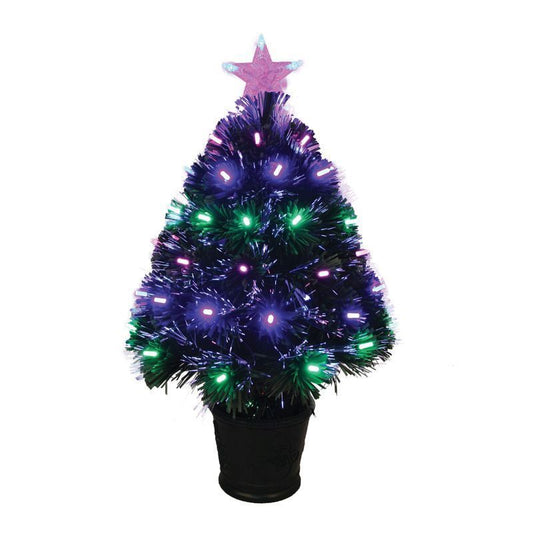 2ft Fibre Optic Christmas Tree Artificial - with LED Lights Pink & Green